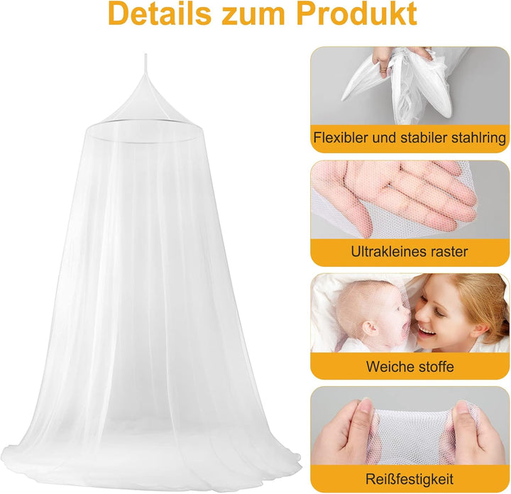 VEVOQIM Moskitonetz Bett für Doppelbett Einzelbett, Grosses Moskitonetz Reise Betthimmel Mückennetz