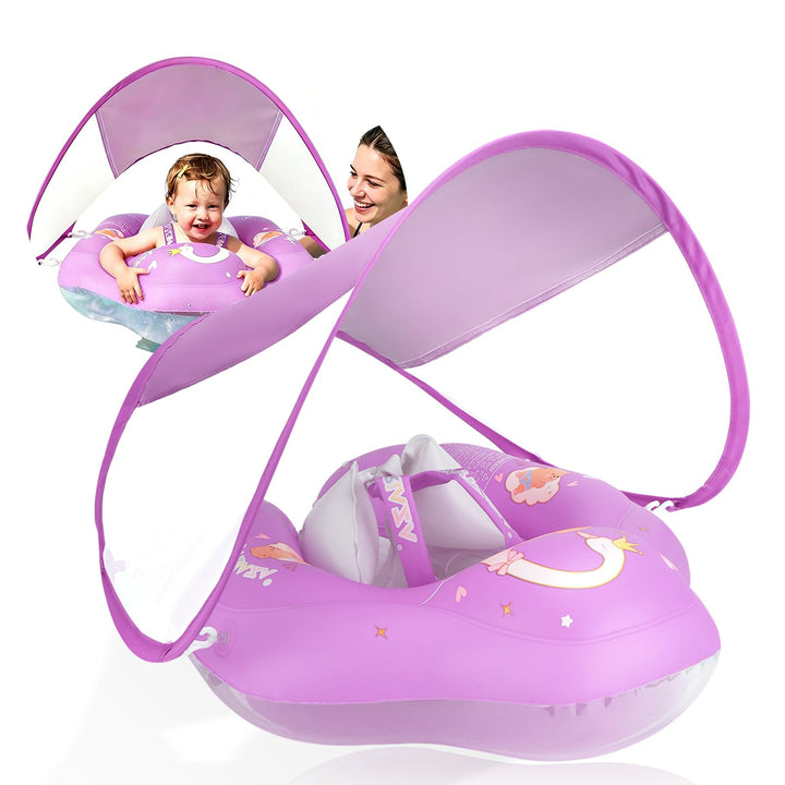 WYRIAZA Schwimmring Baby, Baby Schwimmring mit Sonnendach, Verstellbare Schultergurte, Baby Float Au