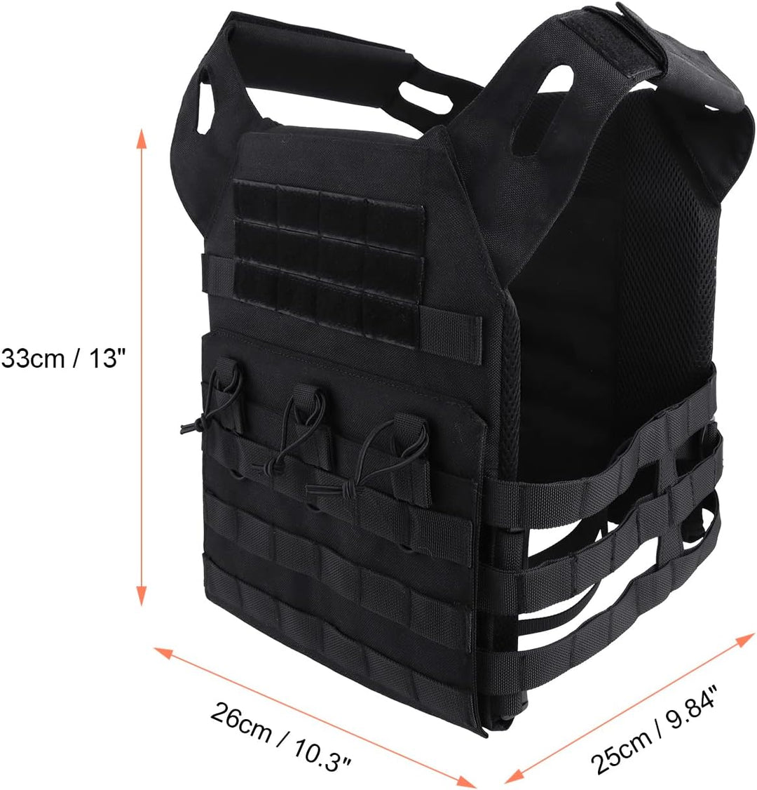 FOCUHUNTER Multifunktionale Molle Weste, Schwarz atmungsaktiv, bequeme Aufbewahrungstasche, Weste, A