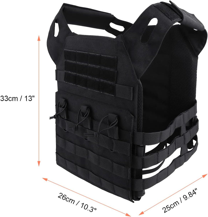 FOCUHUNTER Multifunktionale Molle Weste, Schwarz atmungsaktiv, bequeme Aufbewahrungstasche, Weste, A