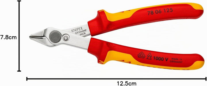 KNIPEX Electronic Super Knips Elektronik-Seitenschneider, 125 mm, VDE, weicher Draht(Kupfer) bis 1,6