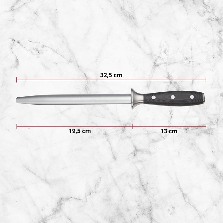 MEISTERKOCH Wetzstahl zum schärfen von Messern | 32,5 cm aus rostfreiem deutschen Edelstahl | ergono