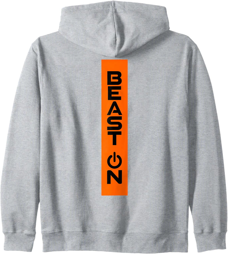 Beast ON Rücken Motiv Fitness Gym Motivation orange Farbe Kapuzenjacke