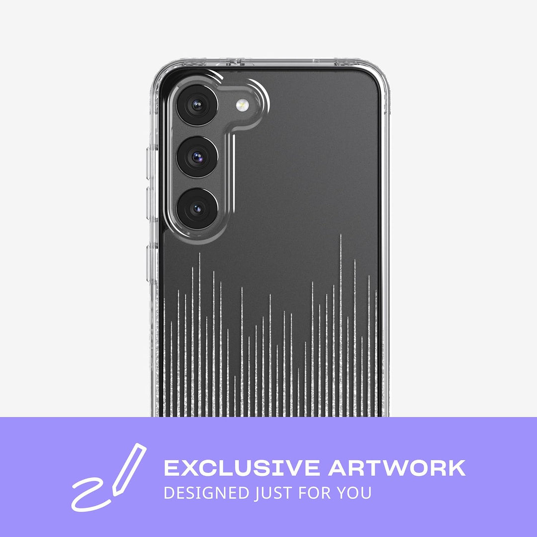 Tech 21 Evo Sparkle Schutzhülle für Samsung Galaxy S23 – Sparkle Rain Kratzfeste Handyhülle mit 3,6