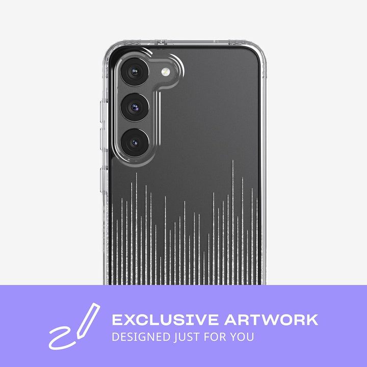 Tech 21 Evo Sparkle Schutzhülle für Samsung Galaxy S23 – Sparkle Rain Kratzfeste Handyhülle mit 3,6