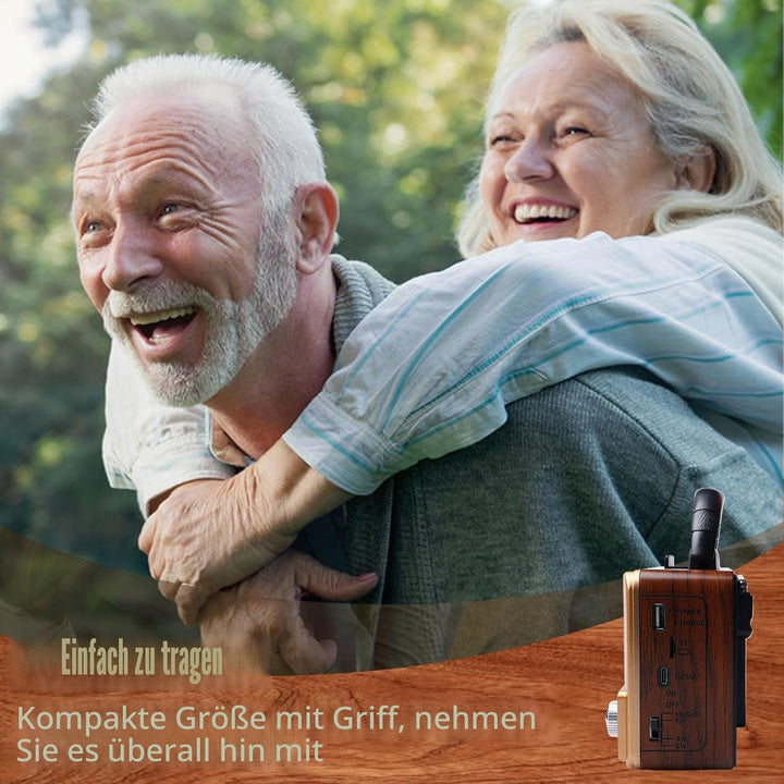 PORFOYO AM/FM/SW Retro Radio mit Bluetooth, Küchenradio Nostalgie Radio Klein, Kofferradio Transisto