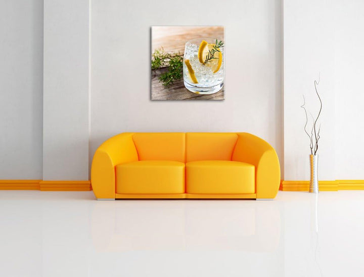 Leckerer Gin Tonic, Format: 70x70 auf Leinwand, XXL riesige Bilder fertig gerahmt mit Keilrahmen, Ku