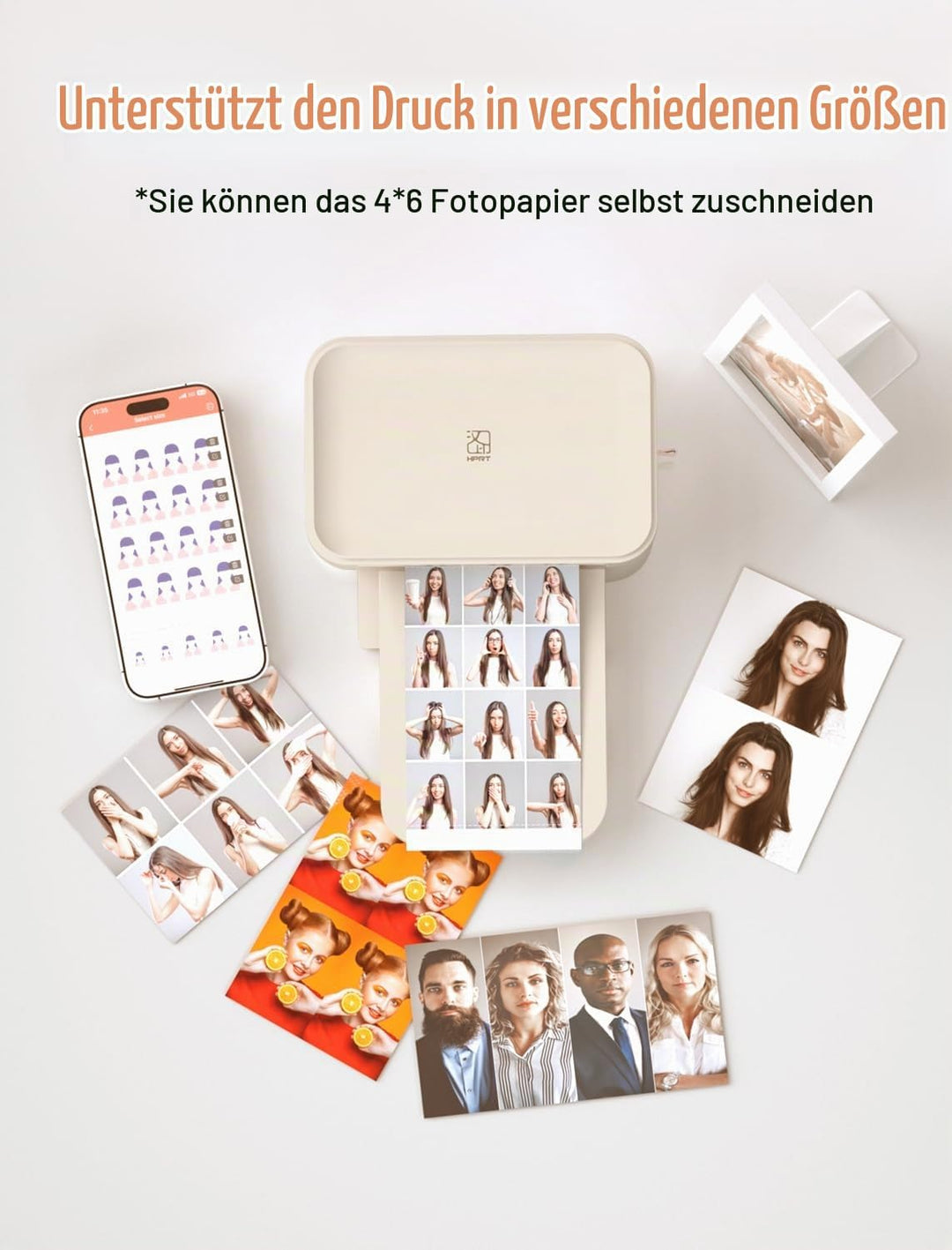 HPRT Fotodrucker 4x6, +20 Blatt &amp; 1 Farbband, WLAN-fähiger drahtloser Sofortbilddrucker für iPhone,