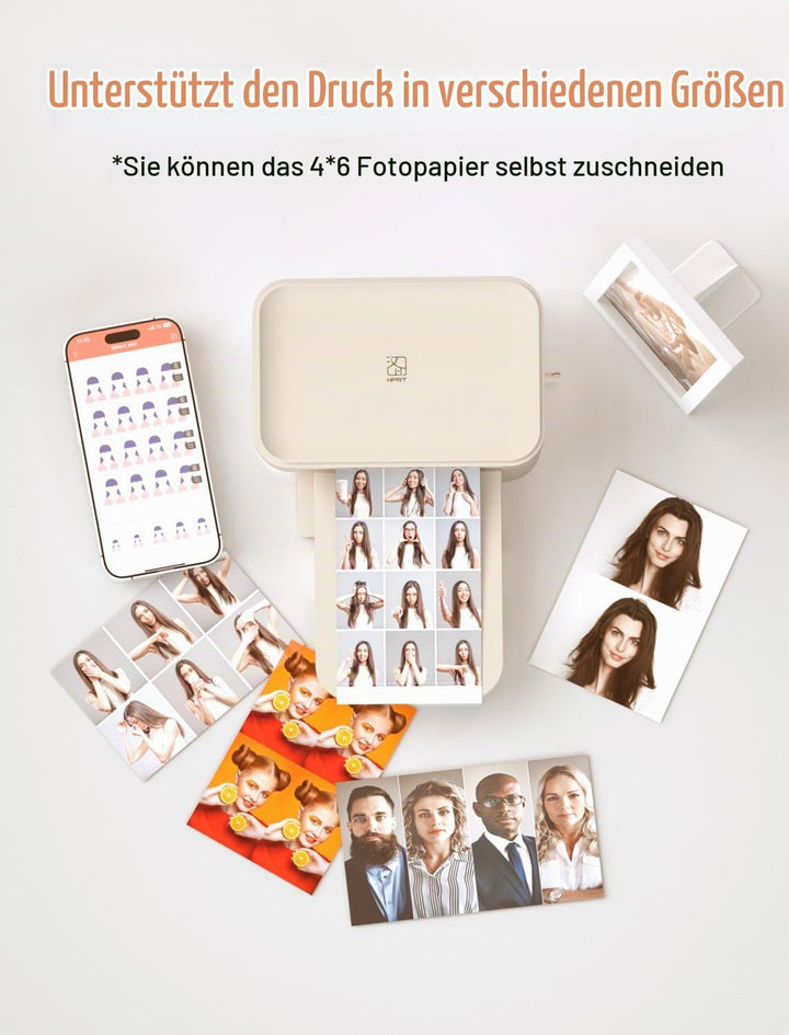 HPRT Fotodrucker 4x6, +20 Blatt &amp; 1 Farbband, WLAN-fähiger drahtloser Sofortbilddrucker für iPhone,