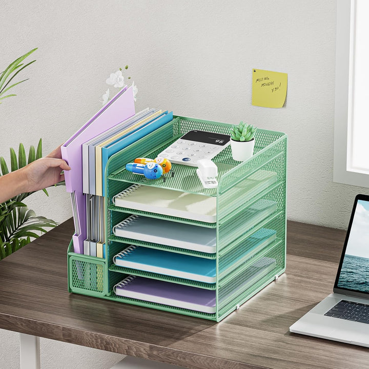 Marbrasse Schreibtisch Organizer und Büro Zubehör,5-Tier Briefablage Organizer mit Briefständer,Mesh