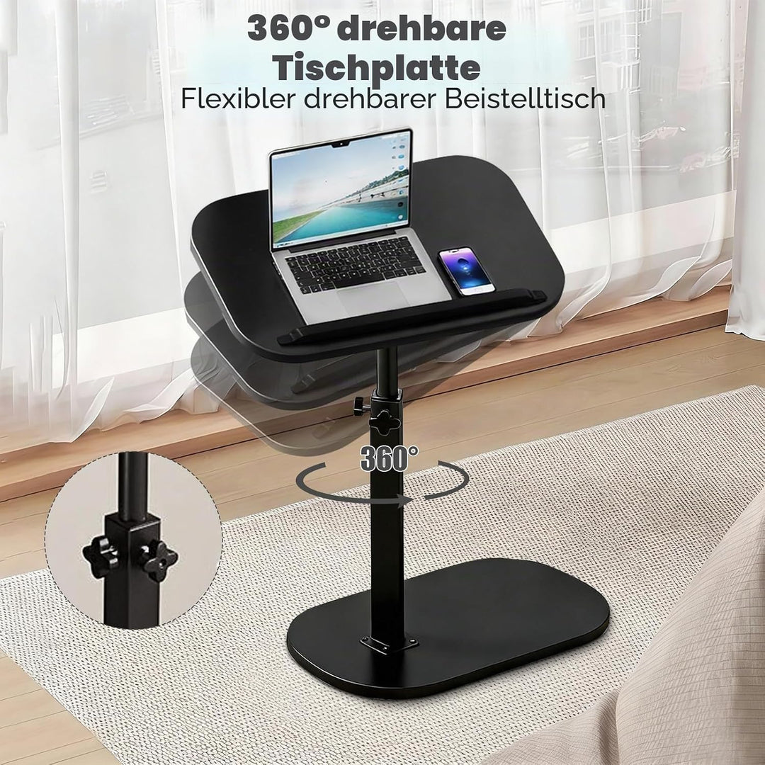 Drehbarer Beistelltisch, 360° Drehbarer Höhenverstellbarer Beistelltisch, Couchtisch für schmale Räu