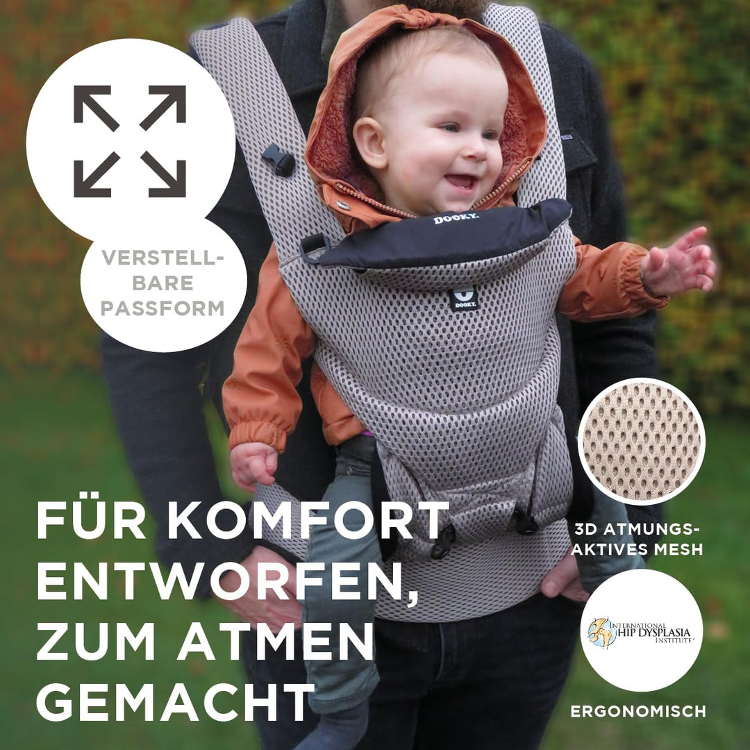 Dooky - Ergonomische Babytrage Neugeborene ab Geburt (0-3 Jahre & 3.5-15 kg) - Koala Tragetuch Baby,