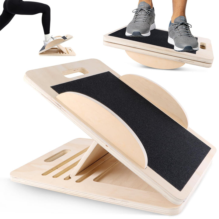 Wadendehner Balance Board Schrägbrett Verstellbares Slant Board aus Holz Portable Gleichgewichtstrai