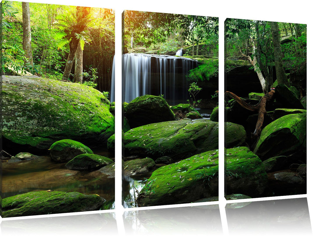 Pixxprint Regenwald in Thailand als Leinwandbild - Grösse: 3-Teilig (120x80cm) - Wandbild - Kunstdru