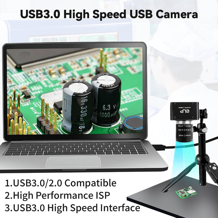 ELP USB 3.0 Webcam (60 fps),4K IMX678 Industriekamera für schlechte Lichtverhältnisse,3,6–10 mm 3-Fa