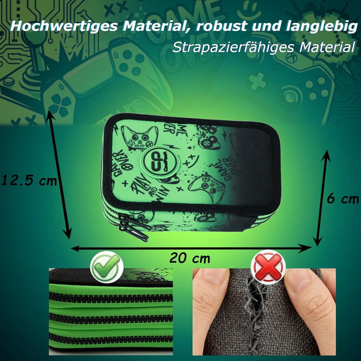 Goldkids - Federmäppchen 3 Fächer - Mäppchen für Mädchen und Jungen - Federmappe 3-Fach Federtasche