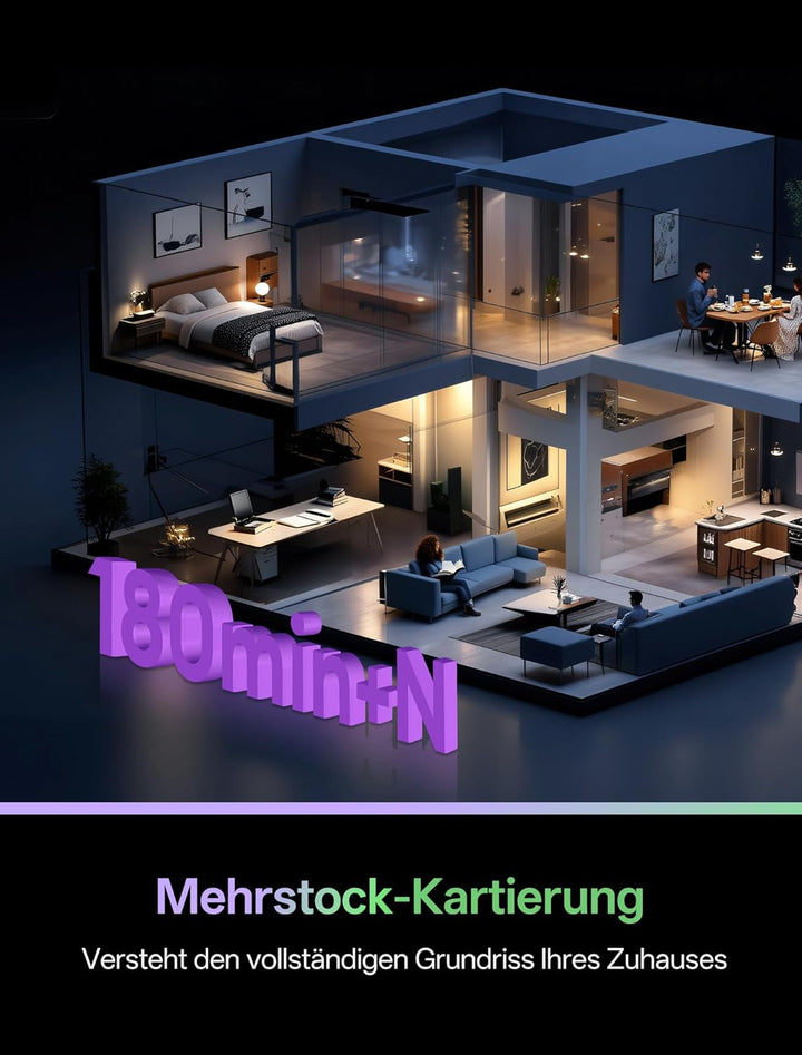 Vexilar W15 Saugroboter mit Wischfunktion und beutelloser Multi-Zyklon-Absaugstation, 10000Pa, LiDAR