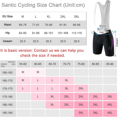 Santic Fahrradhose Damen Lang mit Träger Fahrrad Trägerhose Gepolstert Radhose Lang mit Träger mit T
