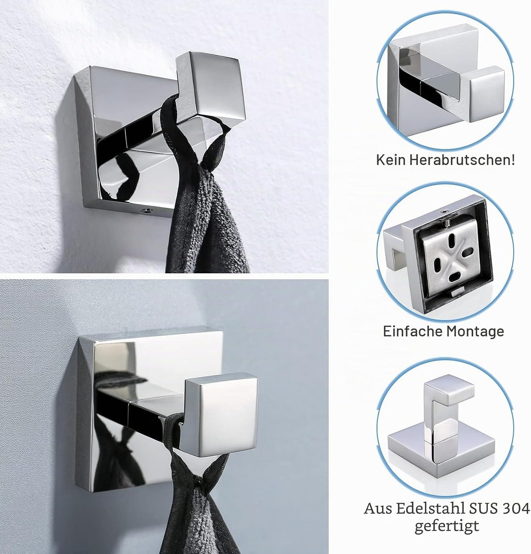 TURS Einzelnen Handtuch/Robe Haken Kleidung Haken Für Badezimmer Küche Edelstahl Wandhalterung 2 Pac