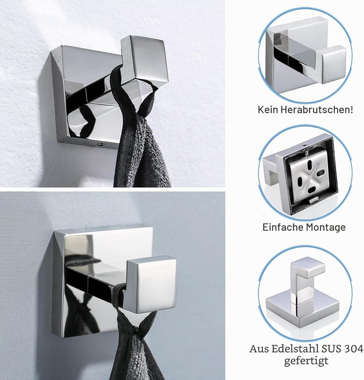 TURS Einzelnen Handtuch/Robe Haken Kleidung Haken Für Badezimmer Küche Edelstahl Wandhalterung 2 Pac