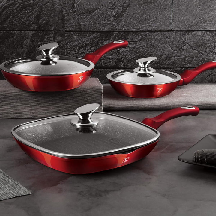 Berlinger Haus - BH/6189-6 PCS Frypan Set, Metallic Line Burgundy Edition