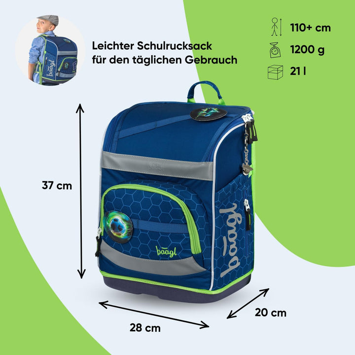 Baagl Schulranzen Jungen Mädchen Set 5 Teilig (Zippy Schultasche für 1. Klasse, Mäppchen, Turnbeutel