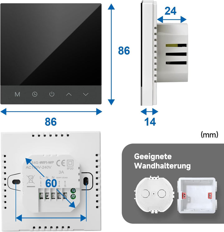 Beok Fussbodenheizung Thermostat Digital, WiFi Wasser Fussbodenheizung Smart Raumthermostat Programm
