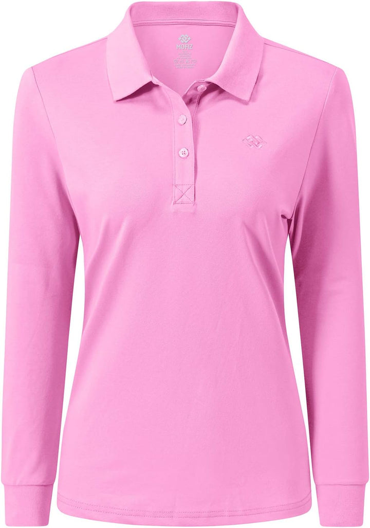 AjezMax Damen Poloshirt Baumwolle Golf Wintershirt Langarm Oberteile Sports Training Polo mit Kragen