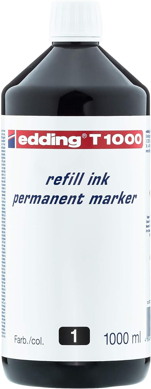 edding T 1000 Nachfülltinte Permanent Marker - schwarz - 1000 ml - mit Tropfenspender, zum schnellen