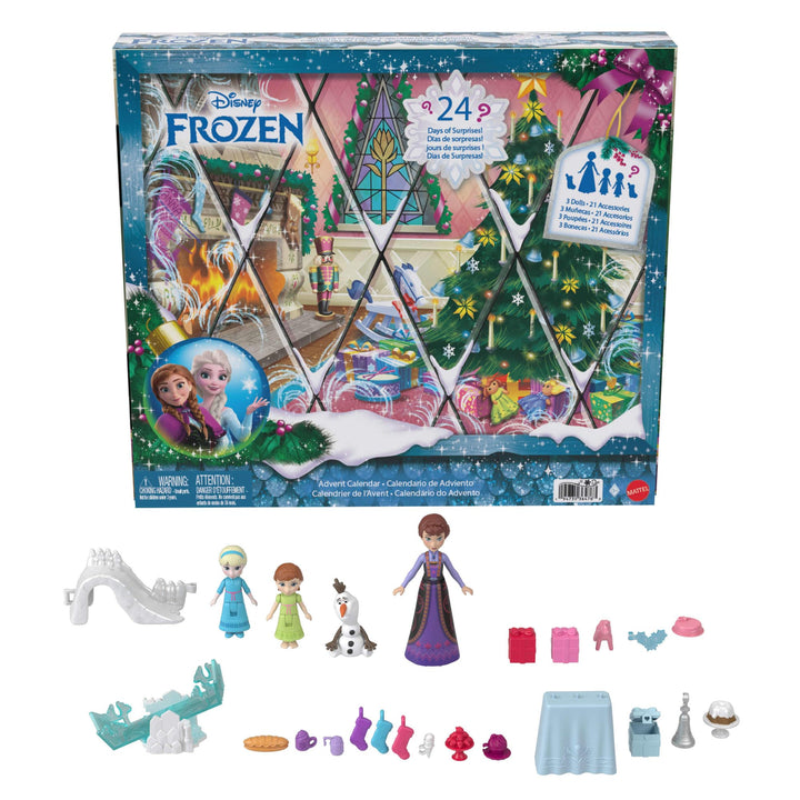 Mattel Disney Die Eiskönigin Adventskalender kleine Puppen junge Anna und Elsa mit 24 Überraschungen