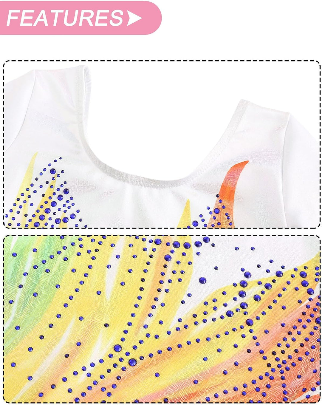 SEAUR Mädchen Turnanzug Turnshorts Haarband Set Kinder Turnen Trikot Shorts Gymnastik Ärmellos/Langa