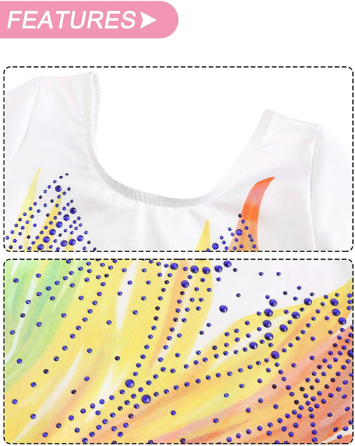 SEAUR Mädchen Turnanzug Turnshorts Haarband Set Kinder Turnen Trikot Shorts Gymnastik Ärmellos/Langa