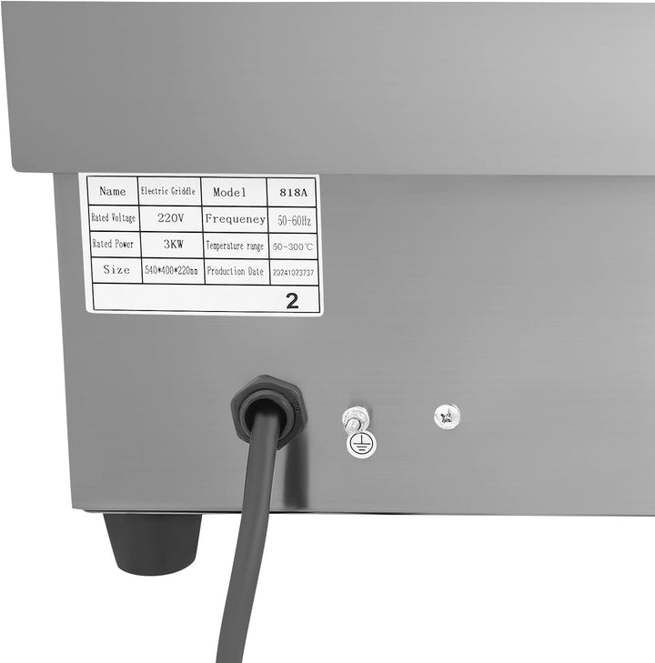 3000W Kommerzieller Elektrogrill, halbflacher Arbeitsplattengrill, Edelstahl-Restaurantgrill 22 "Ele