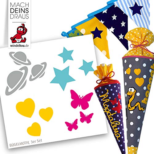 Nähset + Anleitung für Schultüten- bzw. Zuckertütenbezug, 85 cm mit vielen Personalisierungsmögliche