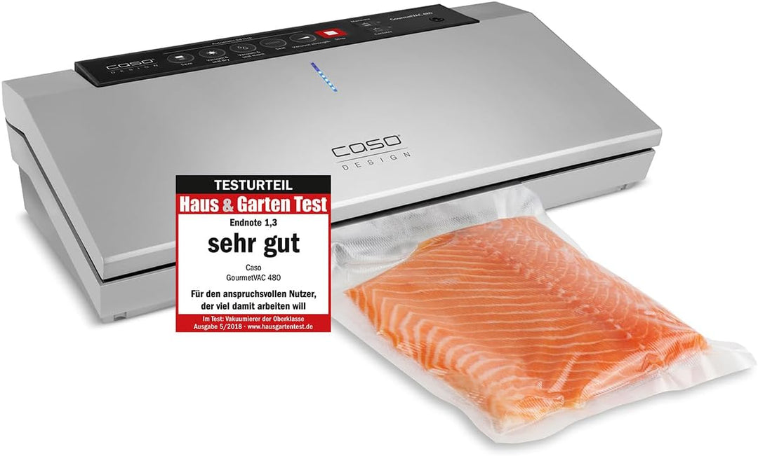 CASO GourmetVAC 480 – Vakuumierer, verlängern Sie die Haltbarkeit Ihrer Lebensmittel, doppelte Schwe