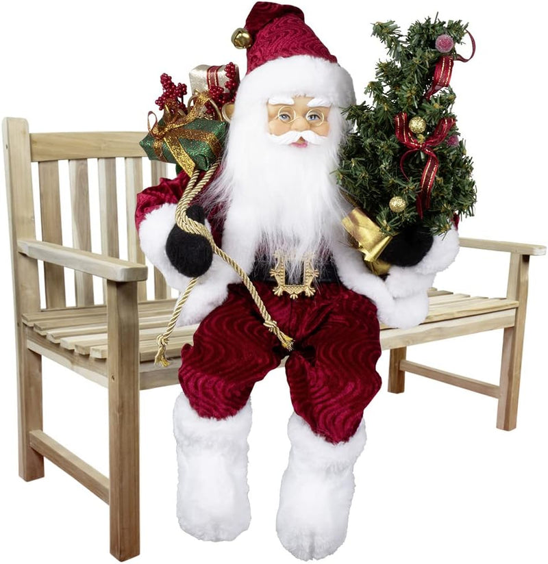 Christmas Paradise Sitzender Weihnachtsmann 45cm Deko-Figur Kantenhocker Santa Nikolaus (Modell Knud