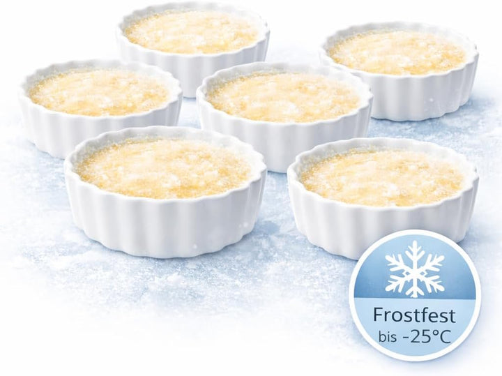 6 Stück Tarte Förmchen, Crème-Brûlée Schälchen Ø 10 cm Keramik, Mini Tarte Quiche Form
