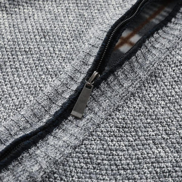 Herren Strickjacke Warm Fleece-gefüttert Wintermantel mit durchgehendem Reissverschluss S Sehr Grau,