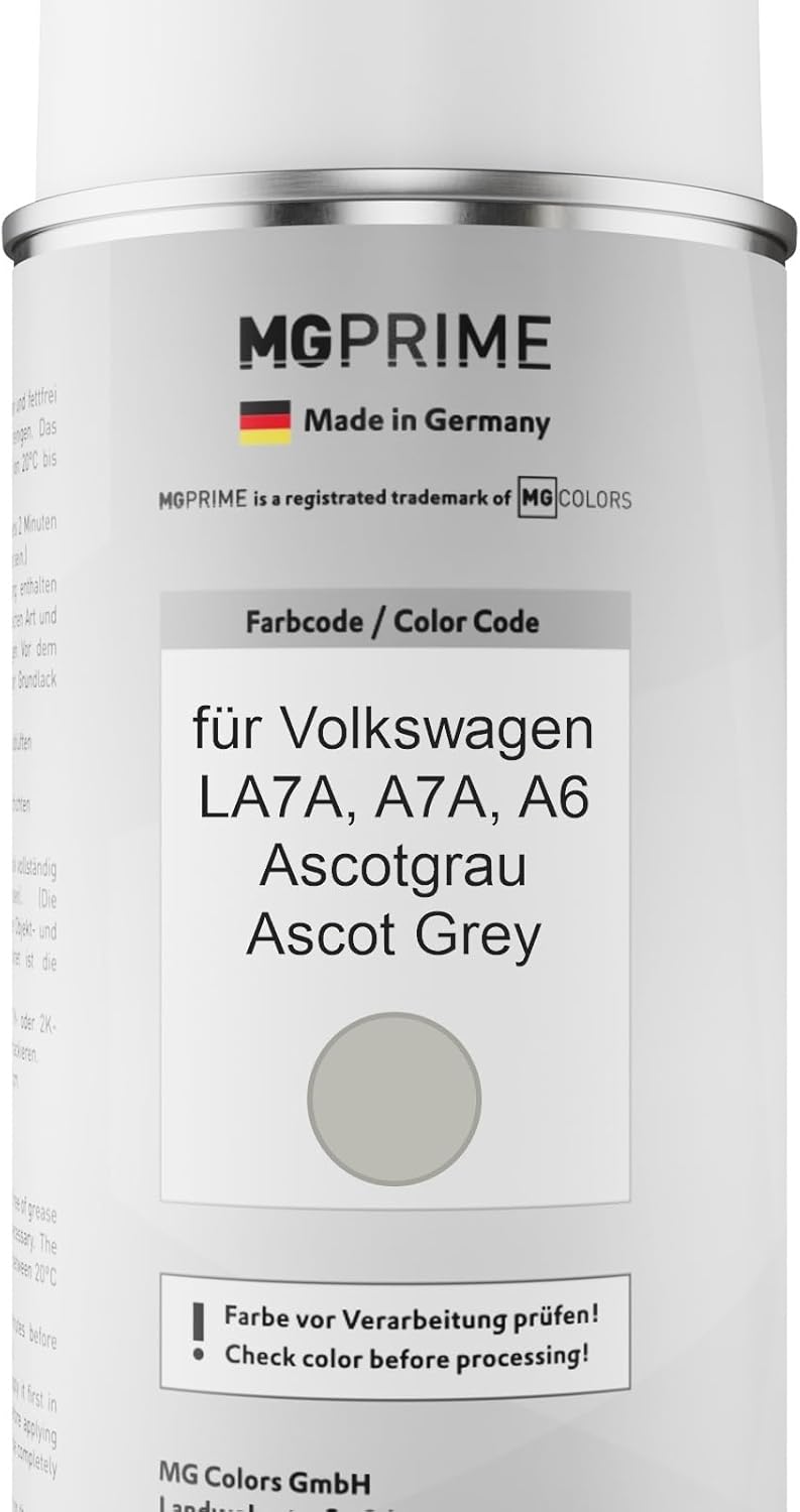 MG PRIME Autolack Sprühdosen Set für Volkswagen VW LA7A / A7A / A6 Ascotgrau/Ascot Grey Basislack Kl