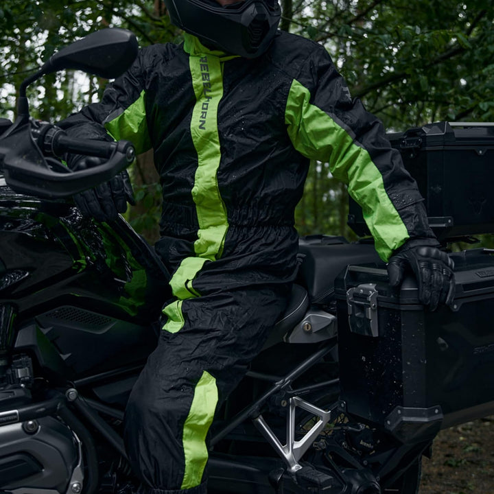 REBELHORN Travel Regenanzug für Motorrad Einteilig Langlebiges wasserdichtes Reissverschluss Klettve