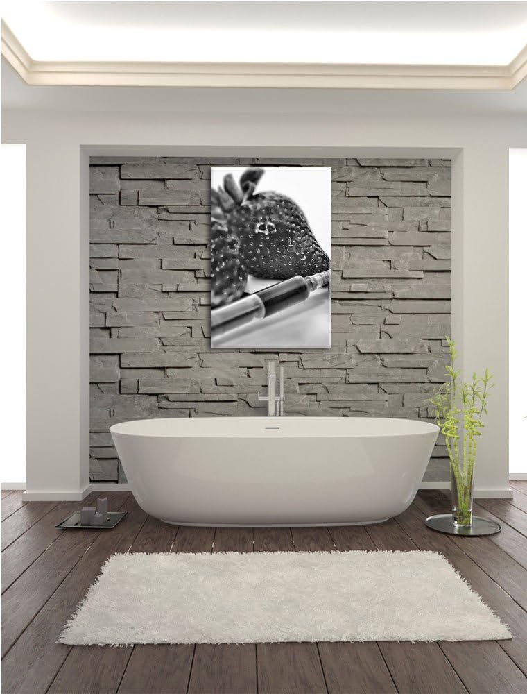 Pixxprint Erdbeeren mit Lebensmittelfarbe als Leinwandbild | Grösse: 100x70 cm | Wandbild| Kunstdruc