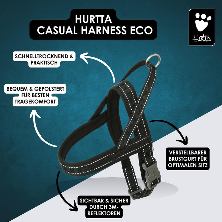 Hurtta Casual Hundegeschirr ECO (Blau, 70-80cm) 70-80cm Blau, 70-80cm Blau