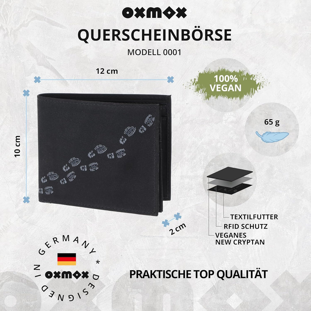 Oxmox Geldbörse Herren/Portemonnaie Damen | Wallet mit RFID Schutz | New Cryptan (Vegan) | 5 Kreditk