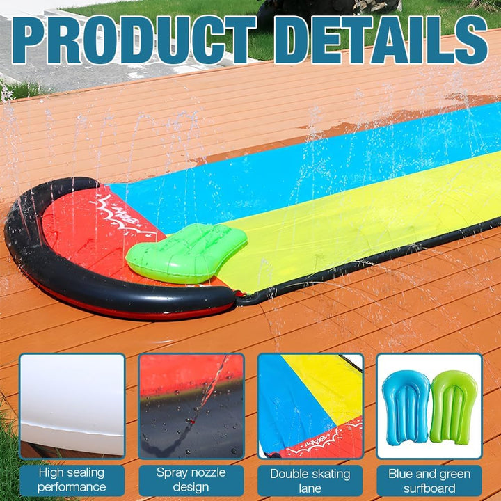 Wasserrutsche Garten für Kinder,480 cm/15.8ft Aufblasbare Wasserrutsche mit Eingebautem Sprinkler,Do