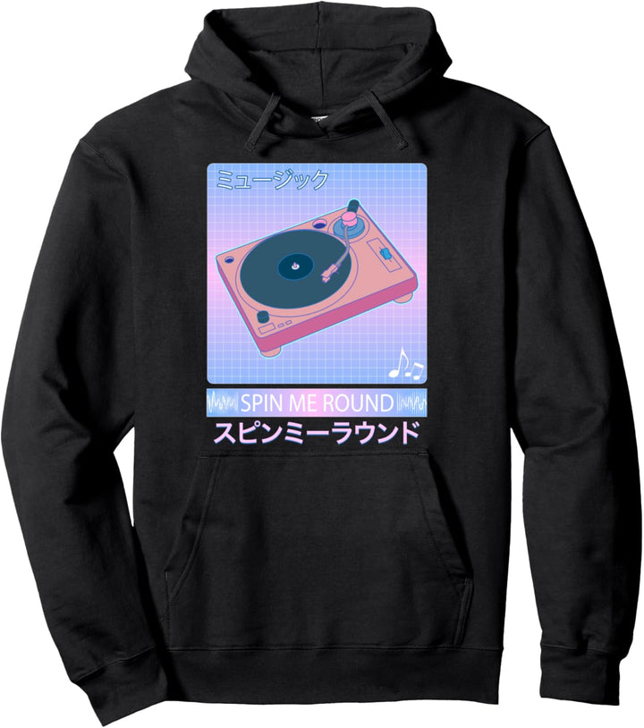 Vaporwave Plattenspieler Retro 80er Jahre Japanische Otaku Kunst Pullover Hoodie