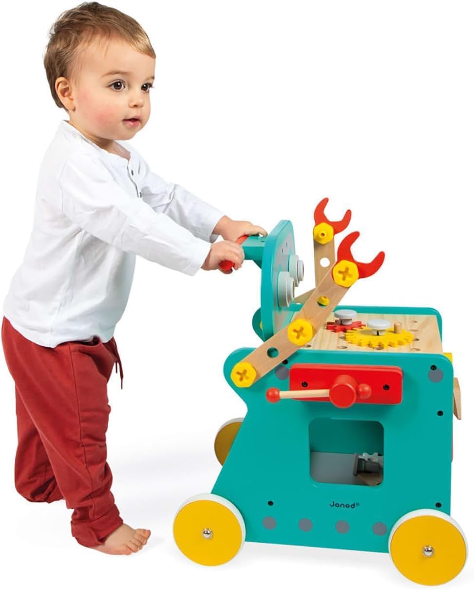 Janod - Mein erstes Konstruktionsspiel - Roboterwagen - Bastel- & Rollenspiel - 38 Zubehörteile - Fö