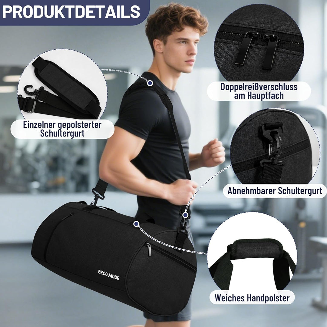 Sporttaschen für Damen und Herren, 35L Reisetasche Duffel Bag Übernachtungstasche mit Schuhfach &amp; Na