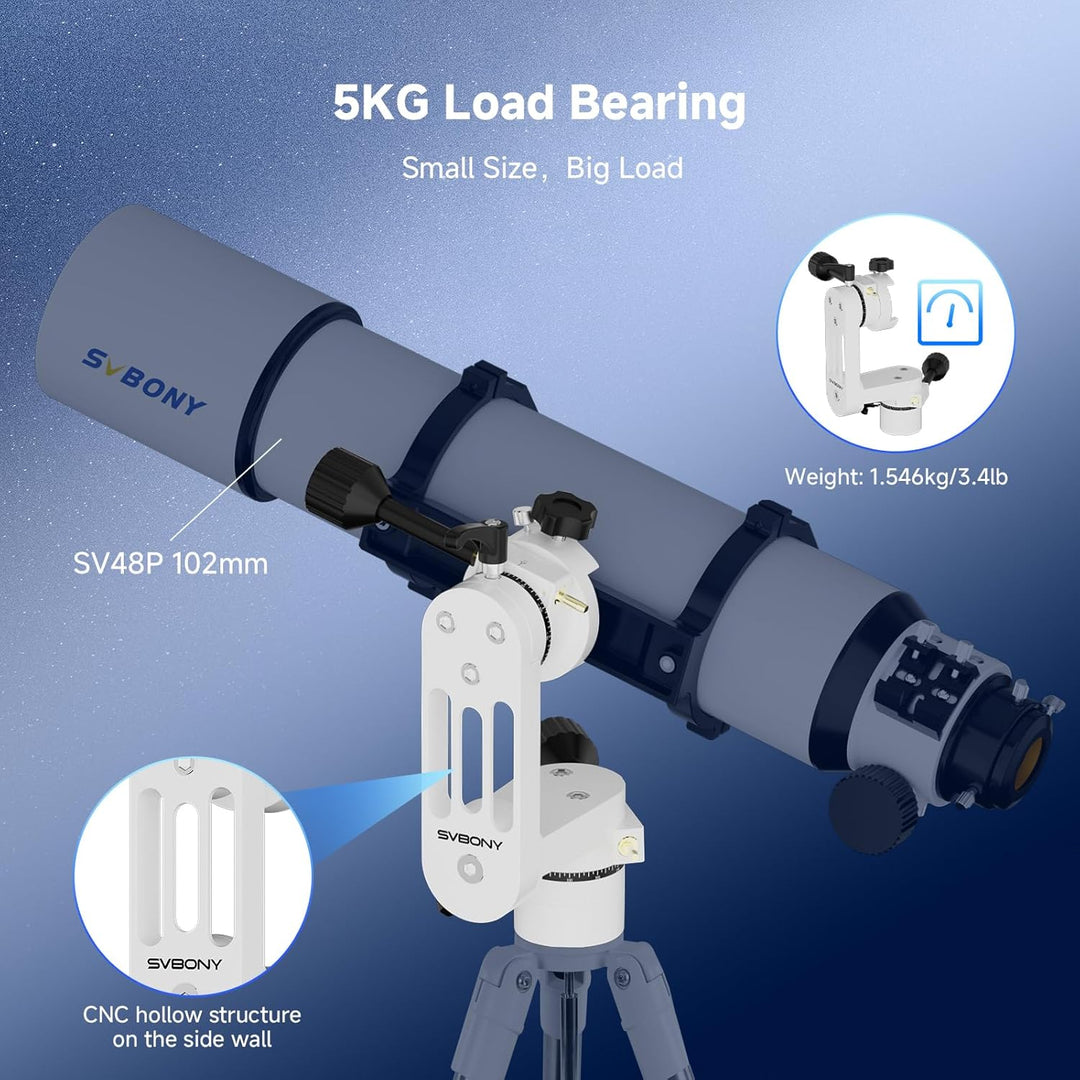 Svbony SV225 Mini Azimutale Teleskop Montierung, 5kg Maximale Tragkraft Aluminium Alt/Az-Montierung,