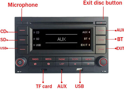 SCUMAXCON Autoradio Audio Stereo RCN210 für VW Golf MK4 Polo Passat B5 USB MP3 AUX SD Integriertes B