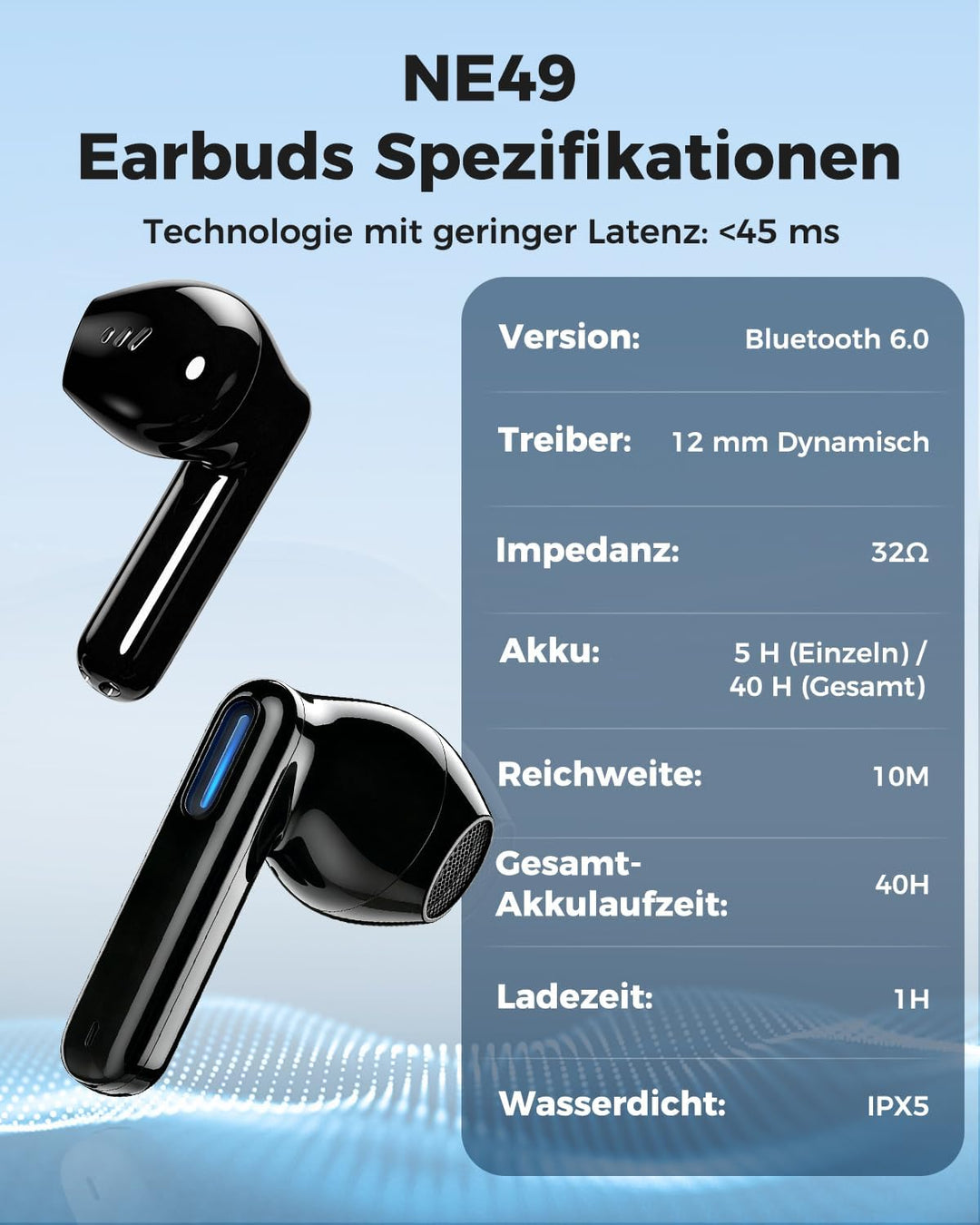 NE49 KI Übersetzungskopfhörer, 150 Sprachen & 6 Modi Echtzeit Sprachübersetzer, Bluetooth 6.0 Kabell